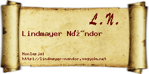 Lindmayer Nándor névjegykártya